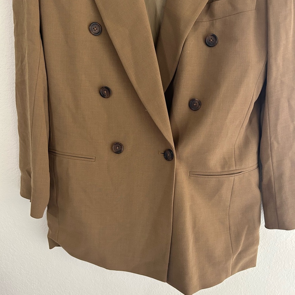 Vintage 90s DKNY Donna Karan 100% Wool Blazer Jacket Brown Business Size 4 Women - Picture 5 of 9